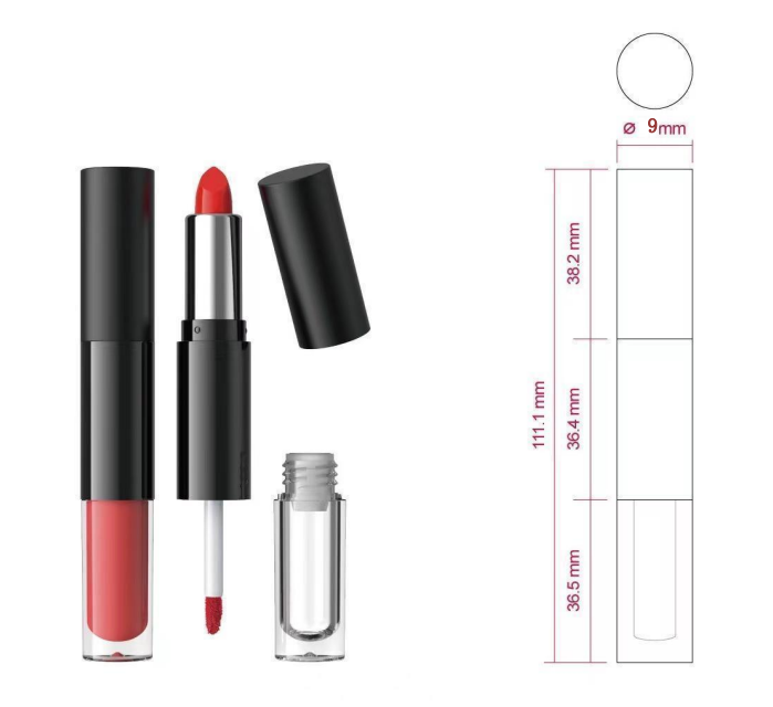 Double-ended lip gloss &lipstick tube