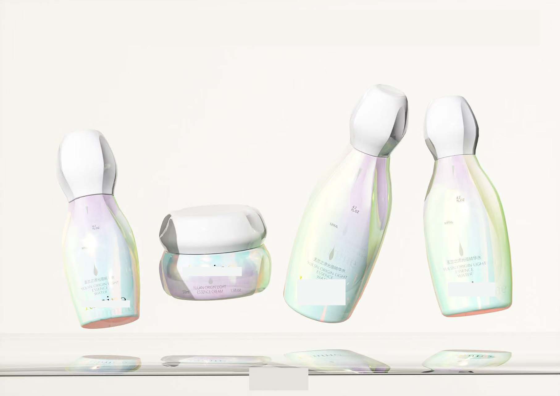 Iridescent Glass Skincare Bottle and Jar Set