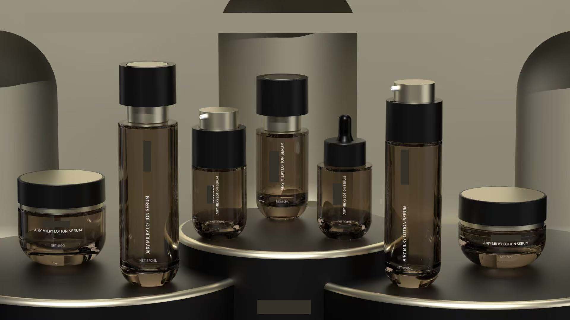 Amber Glass Skincare Bottle and Jar Collection